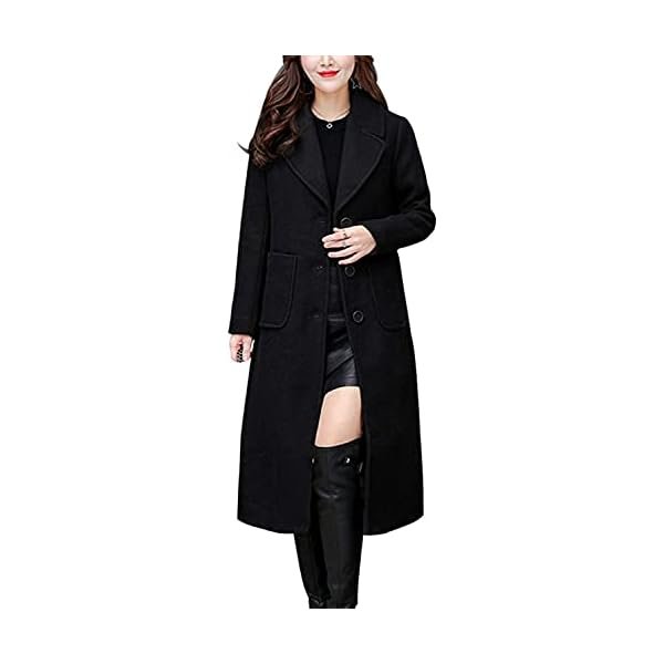 Women's Big Notch Lapel Single Breasted Mid-Long Wool Blend Coat