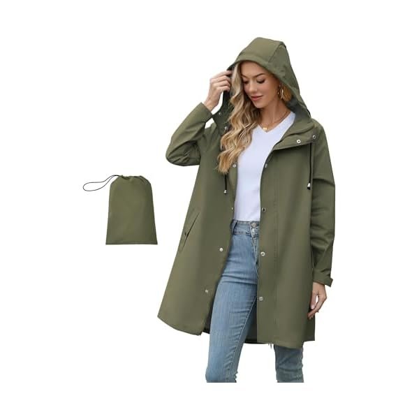 Packable Waterproof Rain Jacket Women with Hood Raincoat Windbreaker Long Hooded Trench Coats S-2XL Available