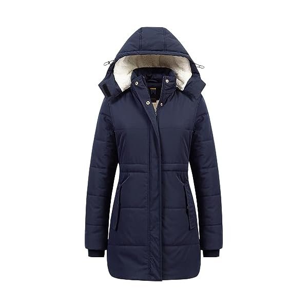 Women's Thicken Sherpa Winter Coat Puffy Warm Snow Jacket With Removable Hood
