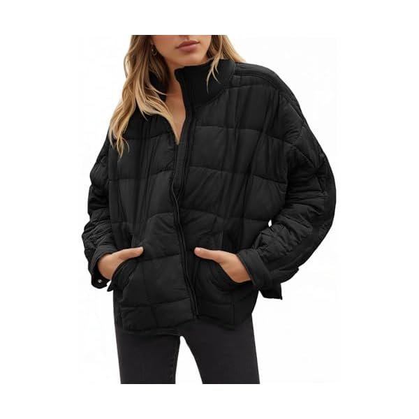 Women's Oversized Lightweight Down Coat Long Sleeve Zip Packable Short Puffer Jackets