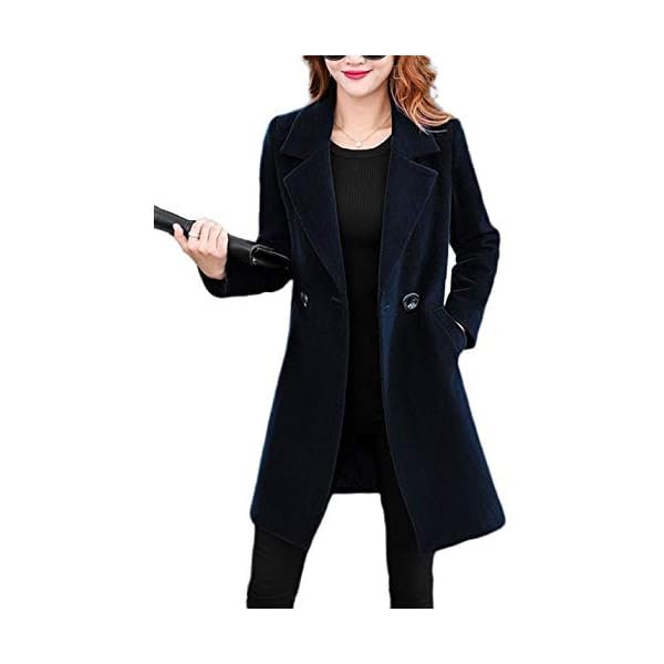 Women's Long Sleeve Slim Fit Warm Winter Wool Blend Pea Coat Overcoat