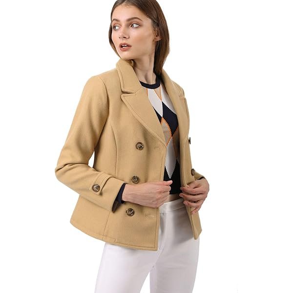 Women's Notched Lapel Double Breasted Pea Coat