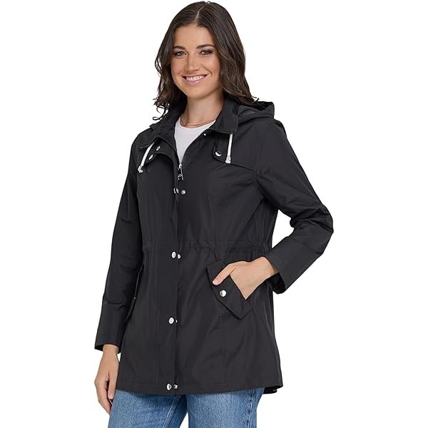 Rain Jacket Women - Waterproof with Hood Anorak Rain Coats for Women Windbreaker Plus Size XS-3X